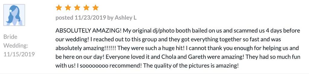 Great Review From The Knot