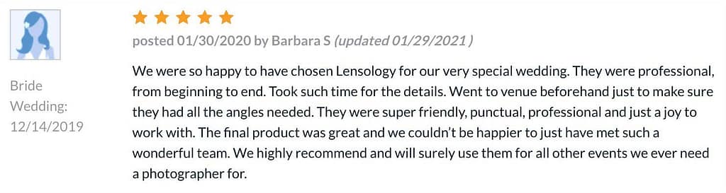 Great Review From The Knot