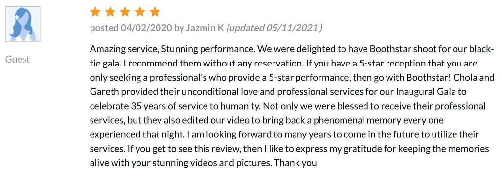 Great Review From The Knot