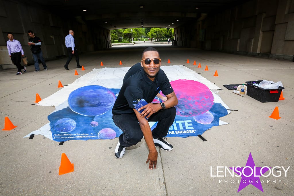 EMC Amgen BiTE chalk art ASCO online fundraiser Day One