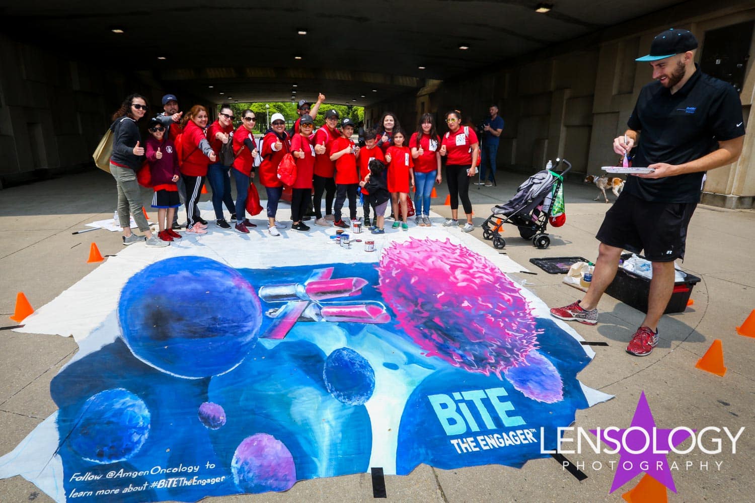 EMC Amgen BiTE chalk art ASCO online fundraiser Day One, Chicago, I